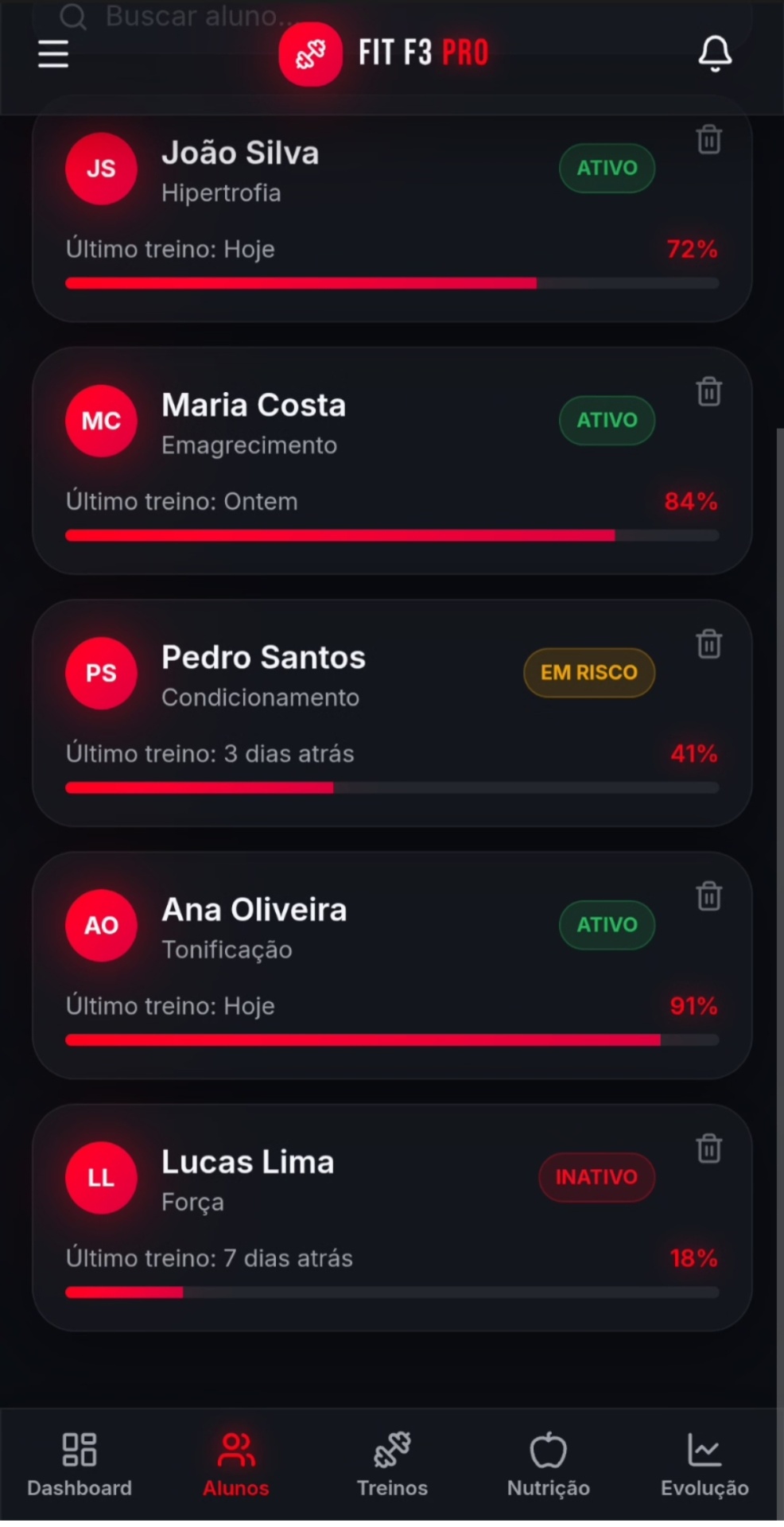 Gestão de alunos